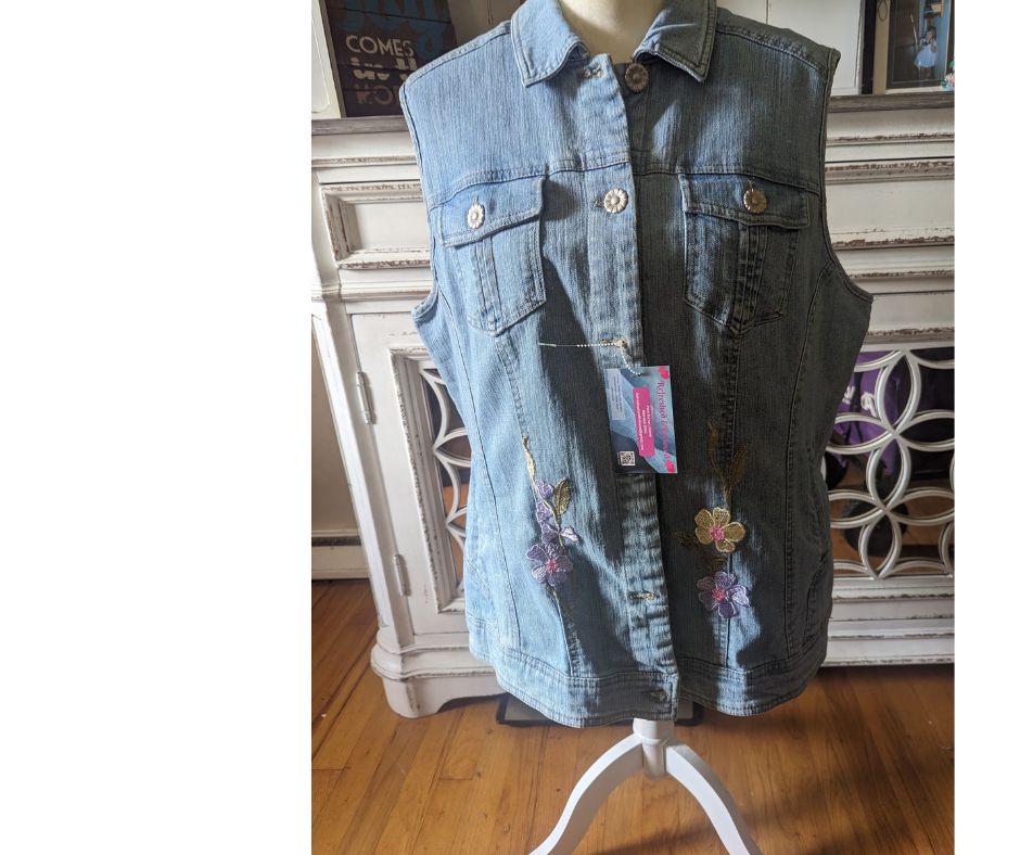 Upcycled Denim Vest -  Size 18/20
