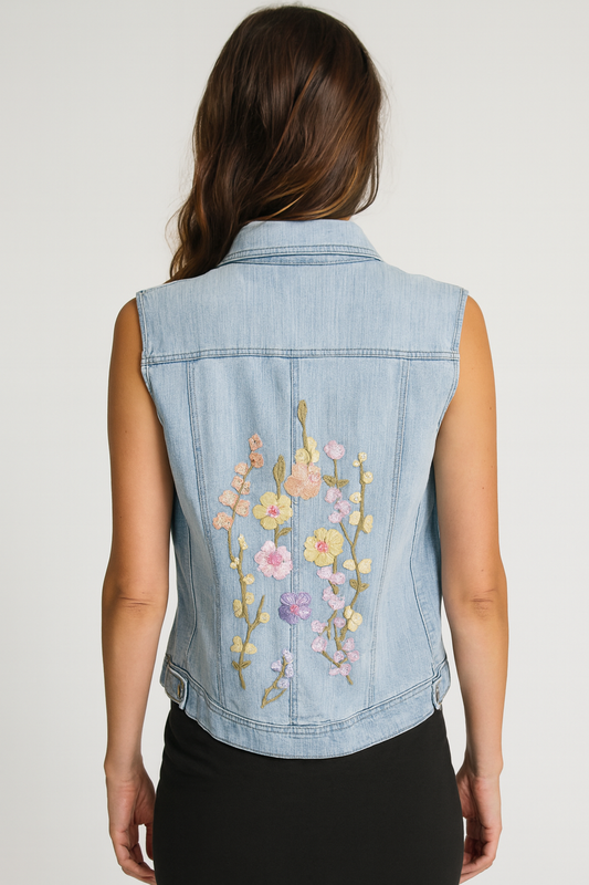 Upcycled Denim Vest -  Size 18/20